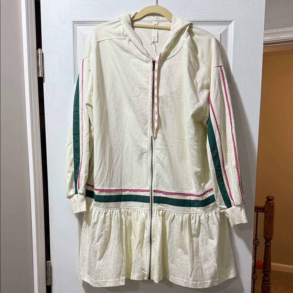 Anthropologie Cream and Green Midi Dress